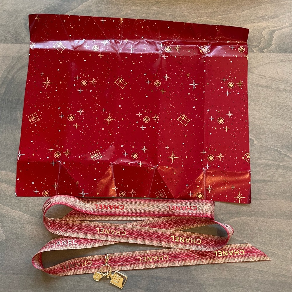 Authentic Chanel Wrapping Paper, Charm and Ribbon